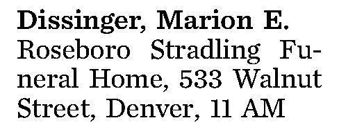 Dissinger, Marion E. 