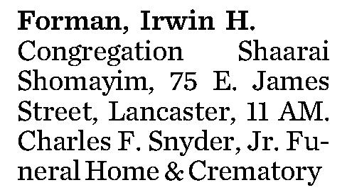 Forman, Irwin H. 