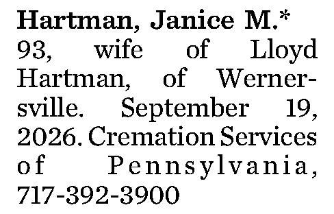 Hartman, Janice M.* 