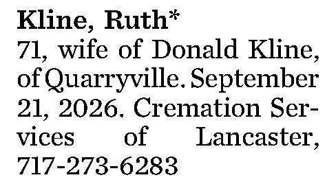 Kline, Ruth* 71, 