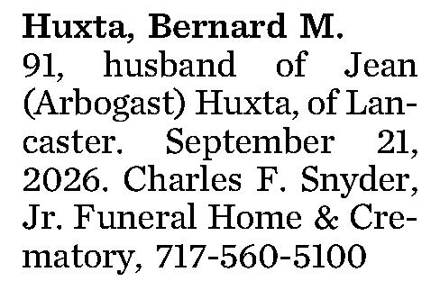 Huxta, Bernard M. 
