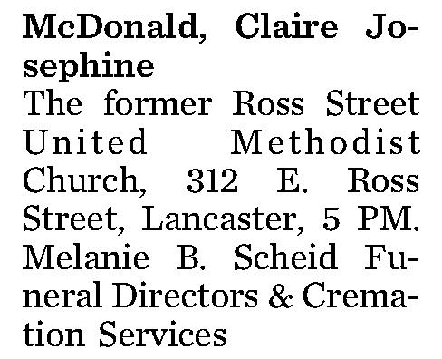 McDonald, Claire Josephine 