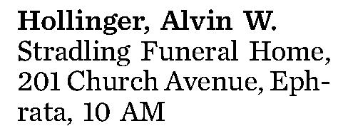 Hollinger, Alvin W. 