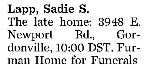 Lapp, Sadie S. 