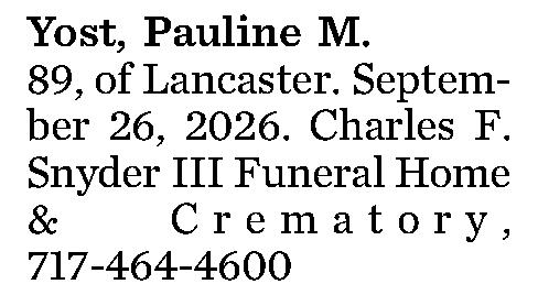 Yost, Pauline M. 