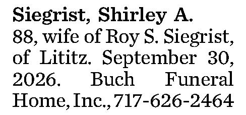 Siegrist, Shirley A. 