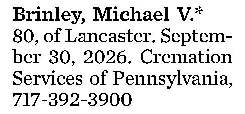 Brinley, Michael V.* 