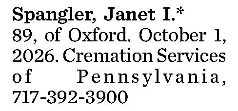Spangler, Janet I.* 