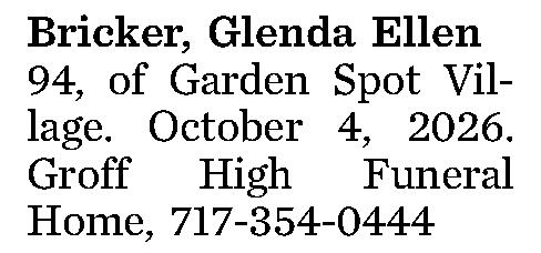 Bricker, Glenda Ellen 