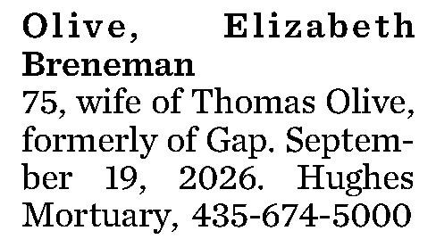 Olive, Elizabeth Breneman 