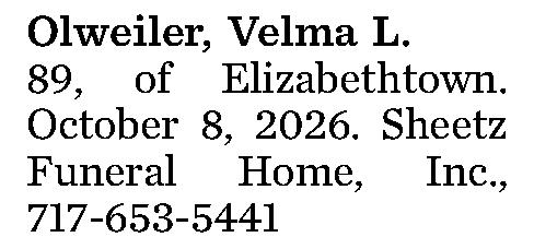 Olweiler, Velma L. 
