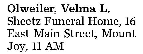 Olweiler, Velma L. 