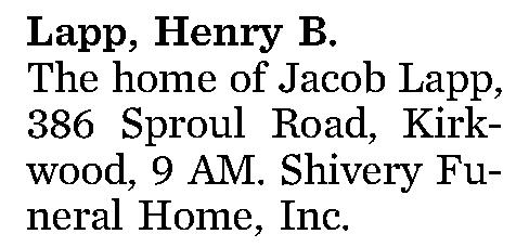 Lapp, Henry B. 