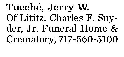Tuech{e'}, Jerry W. 