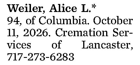Weiler, Alice L.* 