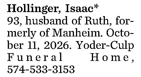 Hollinger, Isaac* 93, 