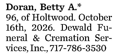 Doran, Betty A.* 