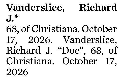 Vanderslice, Richard J.* 