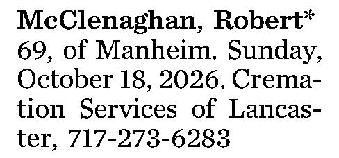 McClenaghan, Robert* 69, 